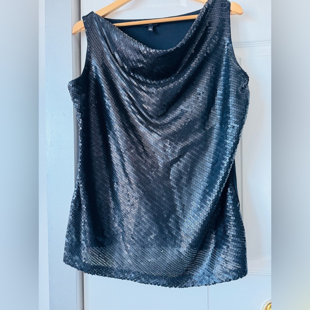Talbots Black Sleeveless Sequin Top